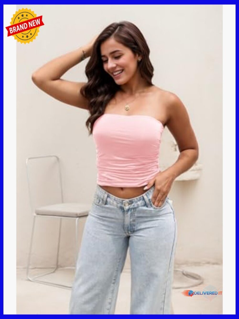 Strapless Tube Top Ruched Crop Cami Stretchy Soft Cooling Bandeau Non Padded - Picture 3 of 6